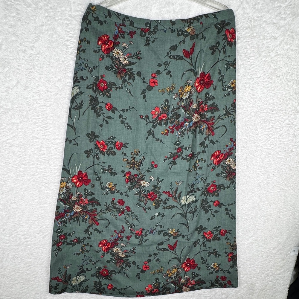 New Pendleton Maxi Skirt Womens 16 Green Cottagecore Floral Rayon Wool Vintage